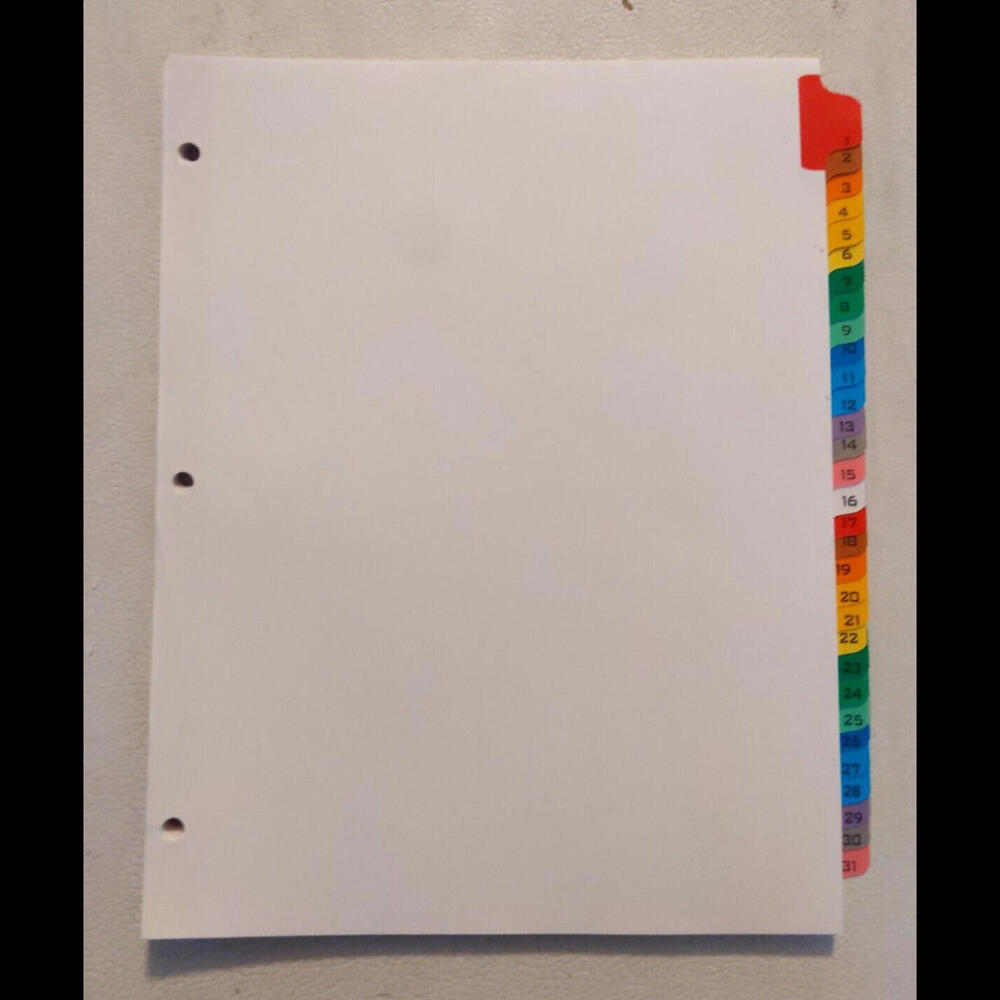 Avery Numbers Table Of Contents Dividers complete set Open Package
